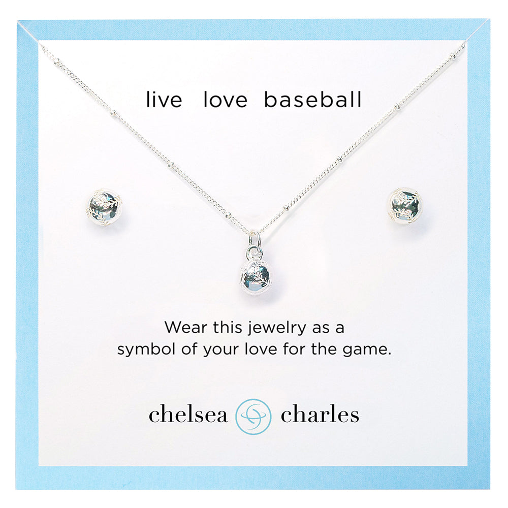 CC Sport Baseball Necklace and Earrings Gift Set