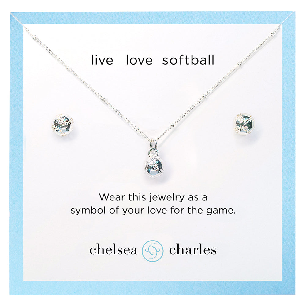 CC Sport Softball Necklace and Earrings Gift Set