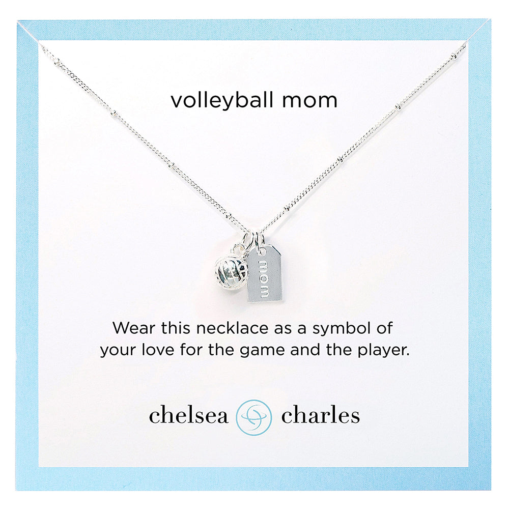 CC Sport Silver Volleyball Mom Double Charm Necklace by Chelsea Charles
