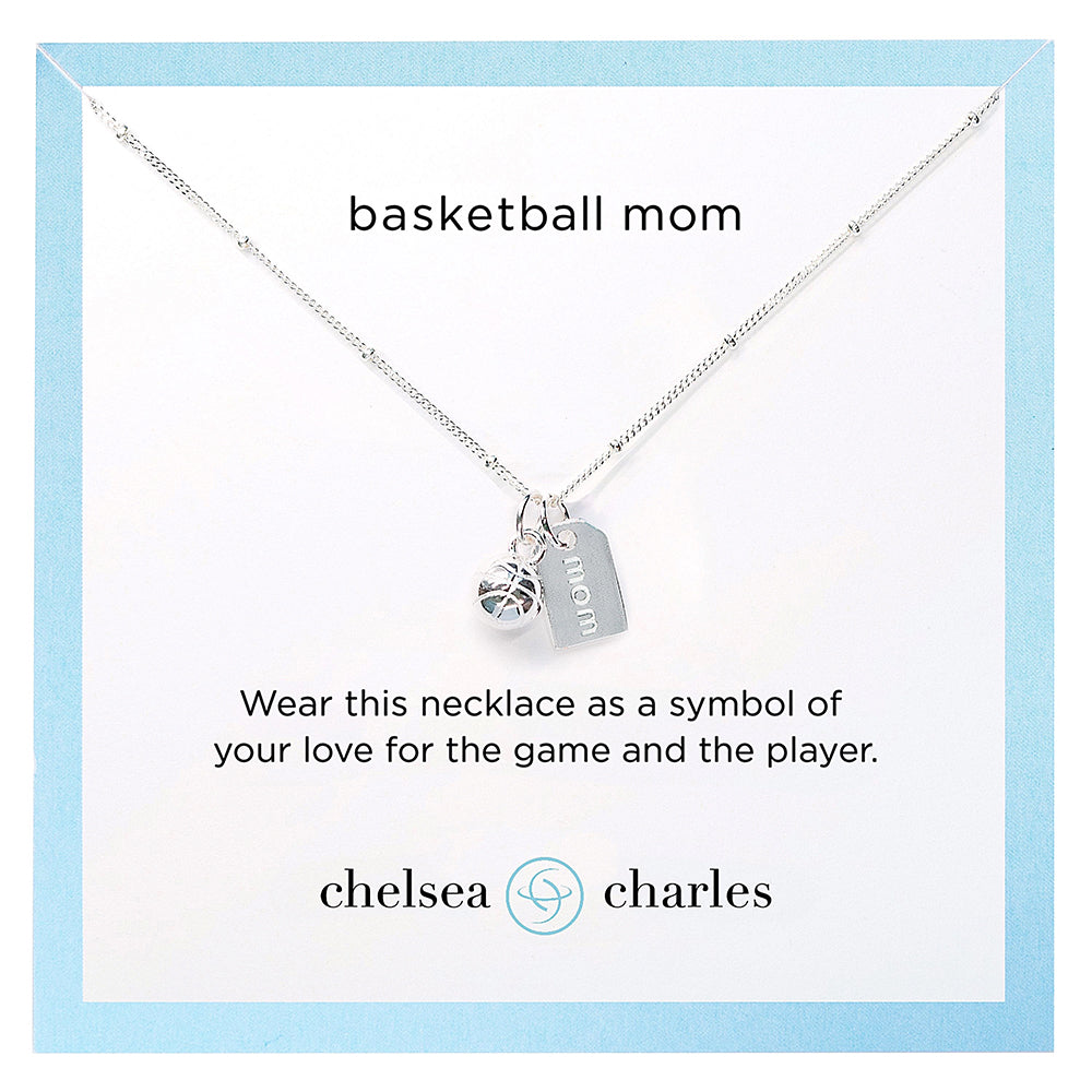 CC Sport Silver Basketball Mom Double Charm Necklace by Chelsea Charles