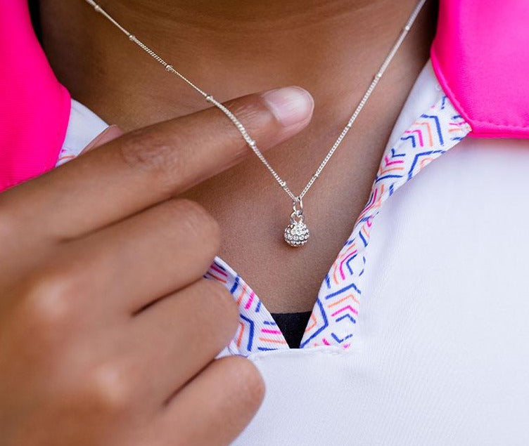 CC Sport Silver Golf Ball Charm Necklace for Little Girls & Tweens