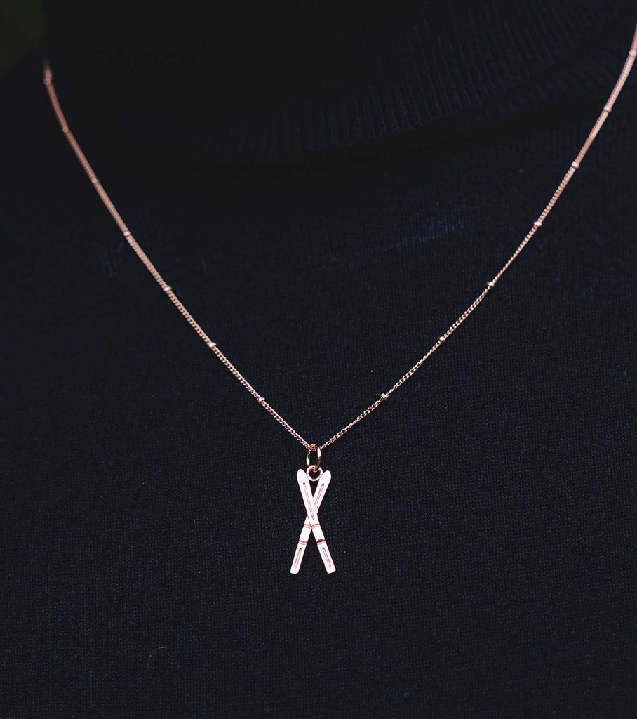 Chelsea Charles Rose Gold Skis Necklace