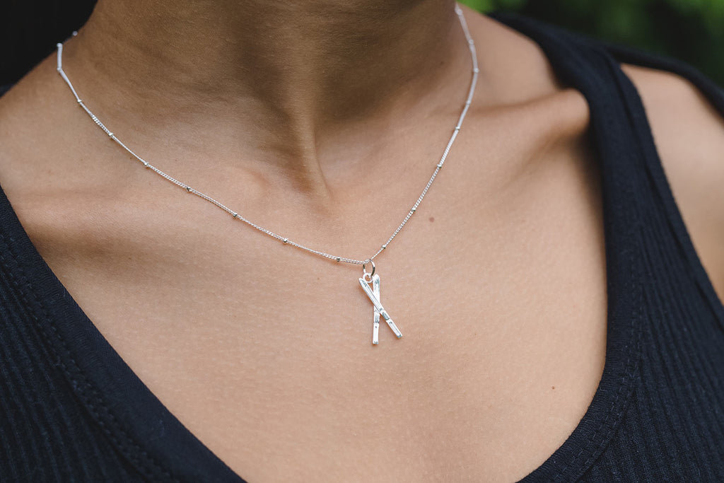 CC Sport Silver Ski Charm Necklace by Chelsea Charles Chelsea