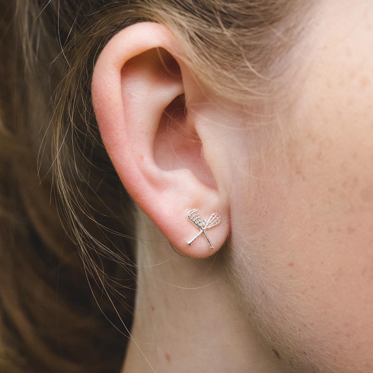 CC Sport Silver Lacrosse Earrings by Chelsea Charles | Chelsea