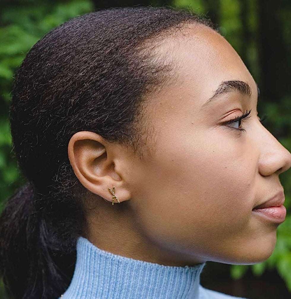 CC Sport Gold Ski Earrings by Chelsea Charles