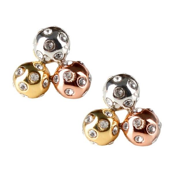 Par 3 Tricolor Crystal Cluster Stud Earrings