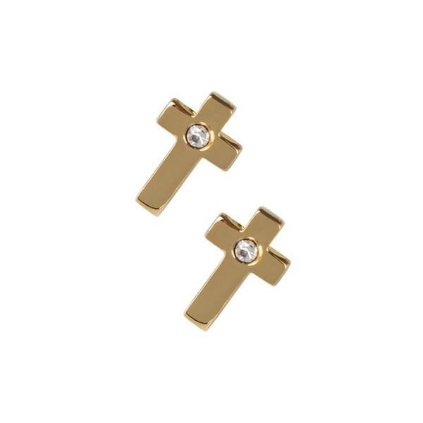 Childrens gold cross earrings deals
