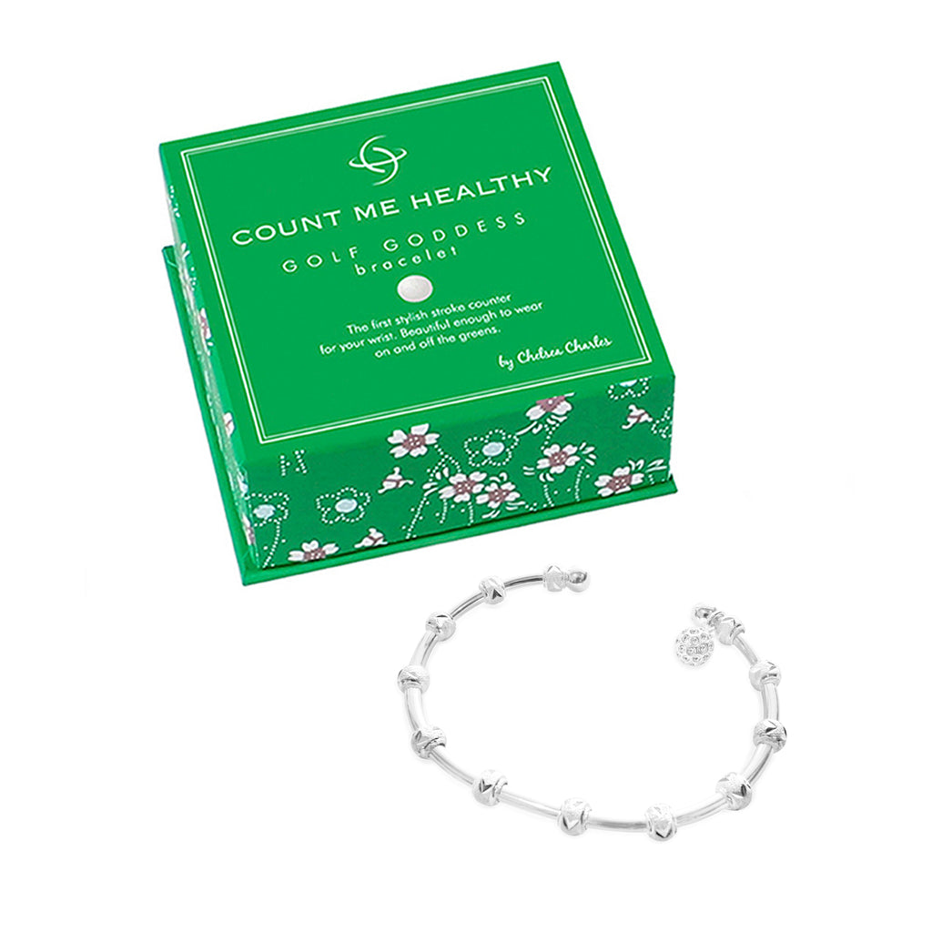Golf Goddess Silver Stroke Counter Bracelet with Golf Ball Charm by Chelsea Charles