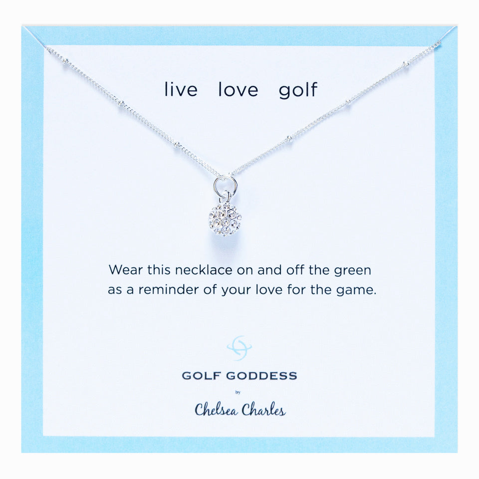 Golf Goddess Silver Golf Ball Charm Necklace by Chelsea Charles