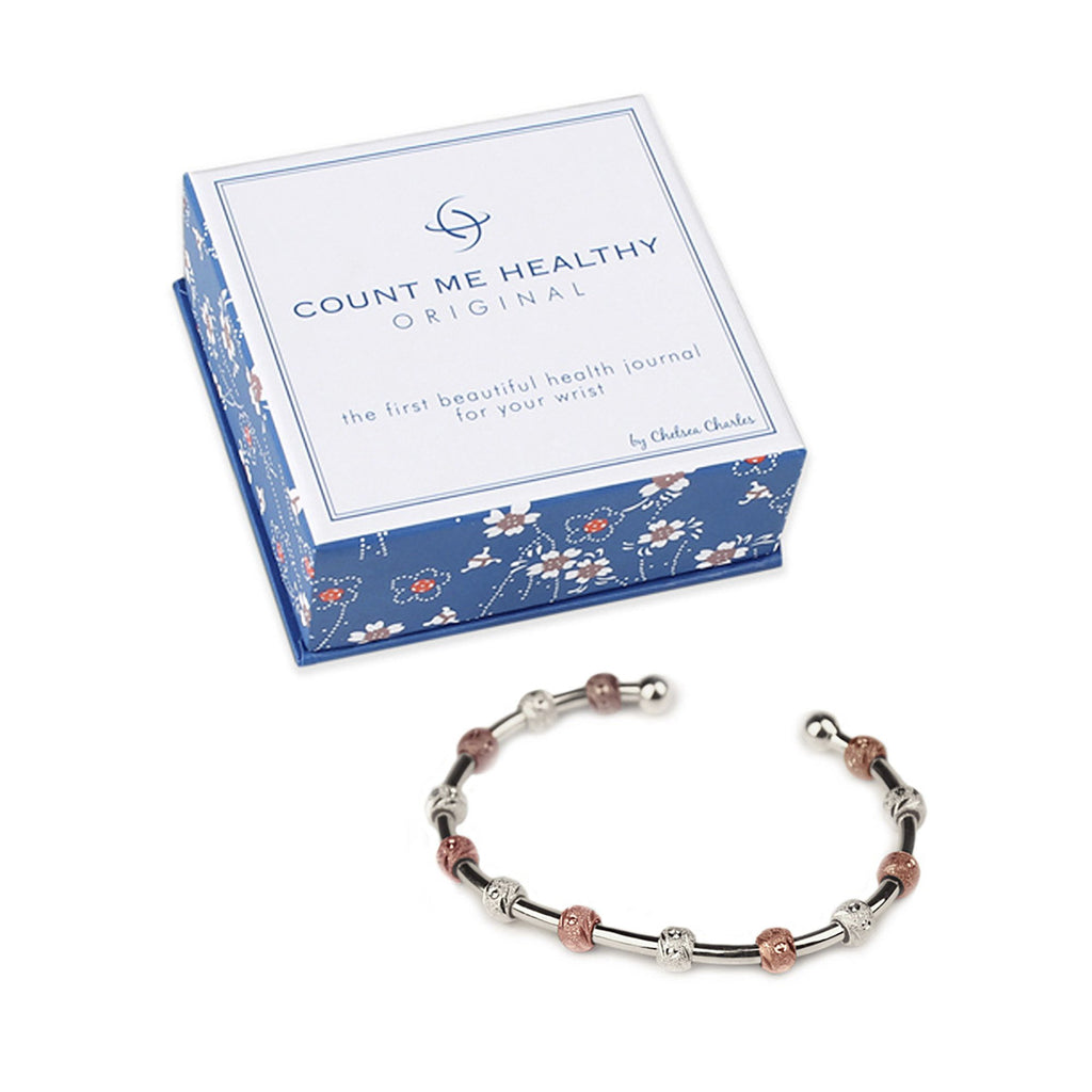 Count Me Healthy Laurel Silver and Rose Gold Bracelet by Chelsea Charles