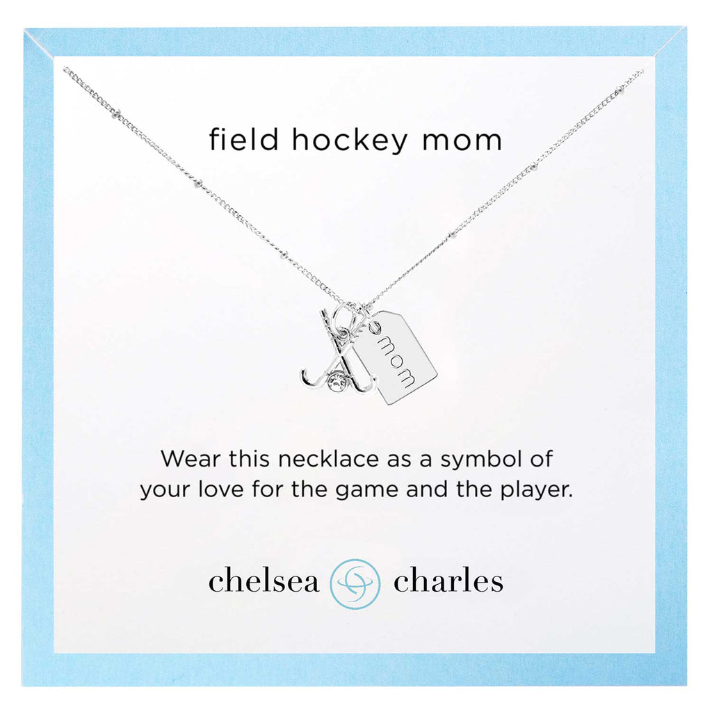 CC Sport Silver Field Hockey Mom Double Charm Necklace