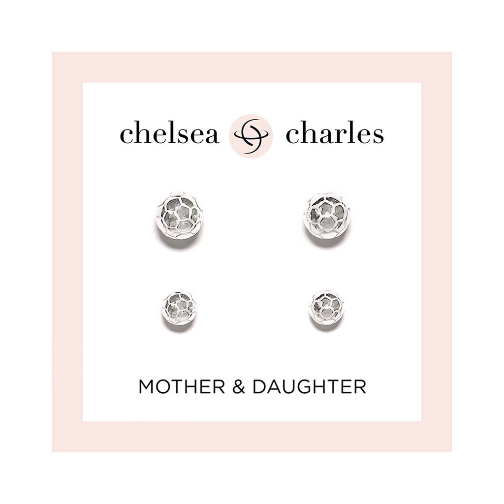 CC Sport Mother & Daughter Silver Soccer Ball Earring Set by Chelsea Charles