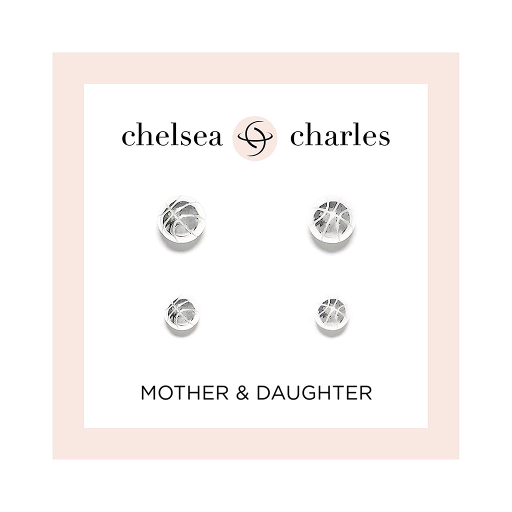 CC Sport Mother & Daughter Silver Basketball Earring Set by Chelsea Charles