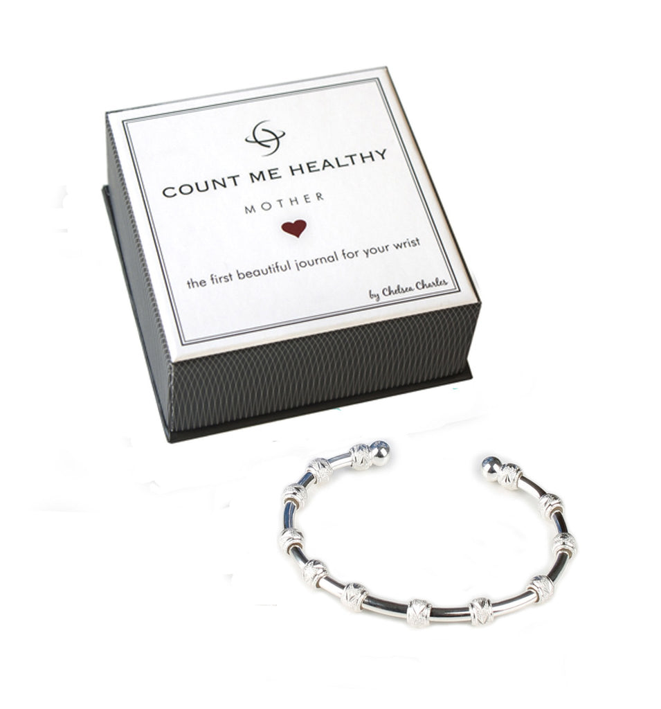 Count Me Healthy Mother Silver Journal Bracelet by Chelsea Charles