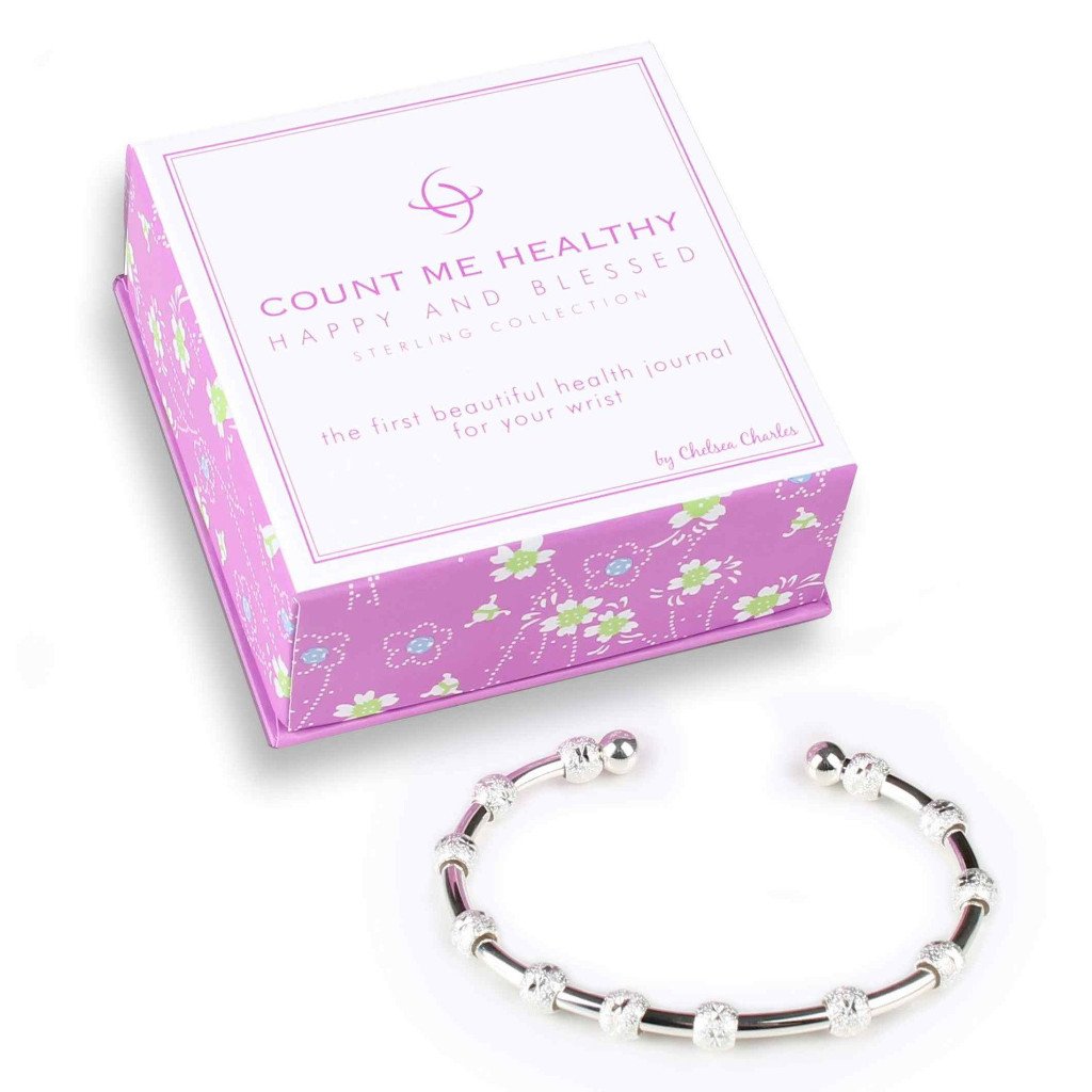 Count Me Healthy Happy and Blessed Silver Journal Bracelet by Chelsea Charles