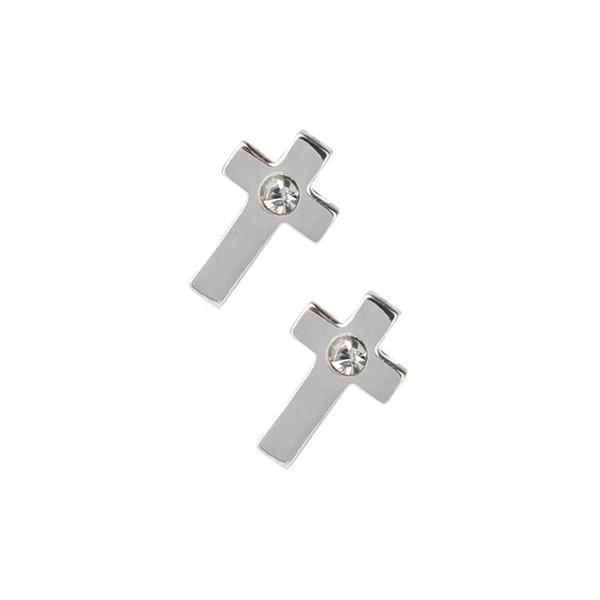 Silver Mini Cross Earrings