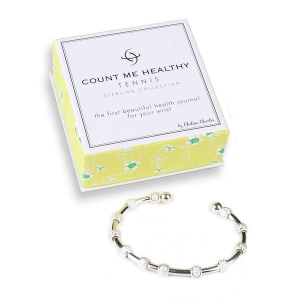 Count Me Healthy Silver Tennis Journal Bracelet by Chelsea Charles