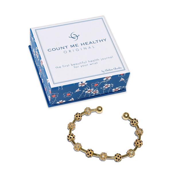 Count Me Healthy Gold Ladybug Crystal Bracelet
