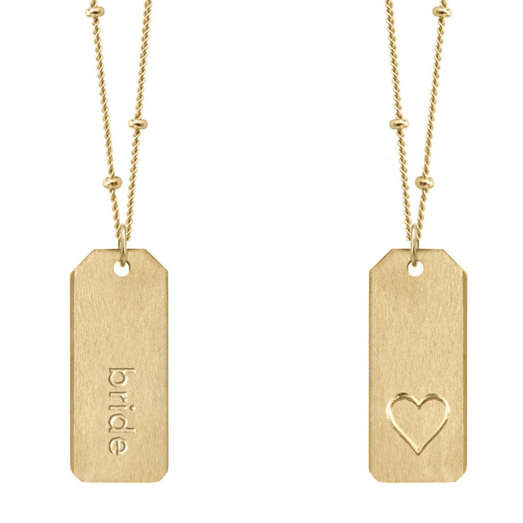 Chelsea Charles bride gold Love Tag necklace