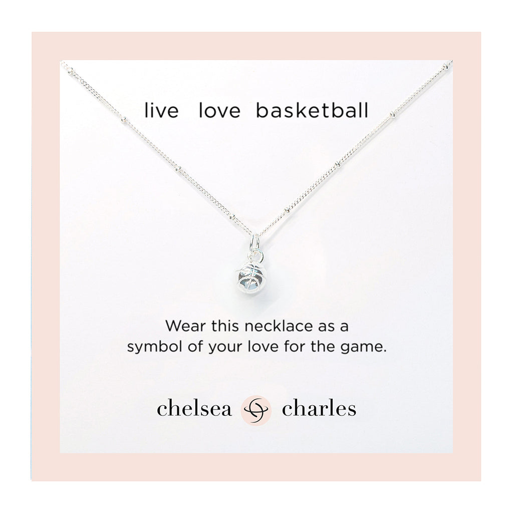 CC Sport Silver Basketball Charm Necklace for Little Girls & Tweens by Chelsea Charles
