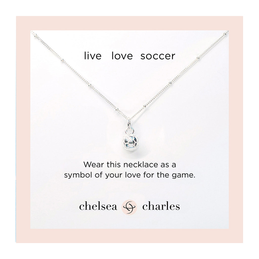 CC Sport Silver Soccer Charm Necklace for Little Girls & Tweens