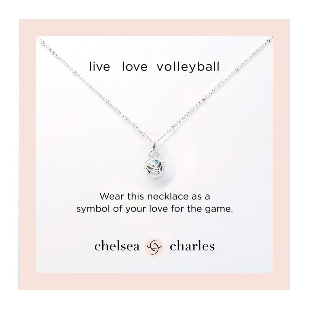 CC Sport Silver Volleyball Necklace for Little Girls and Tweens