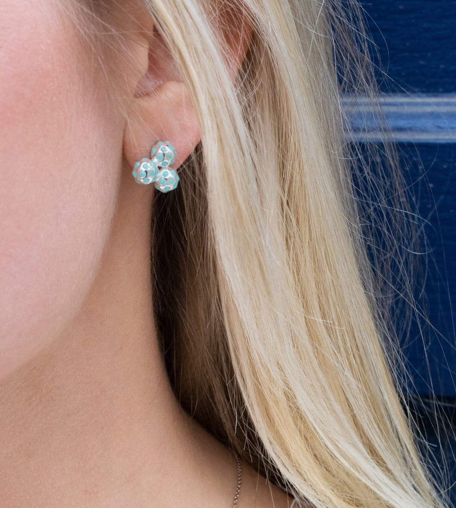 Par 3 Turquoise and Silver Cluster Earrings by Chelsea Charles