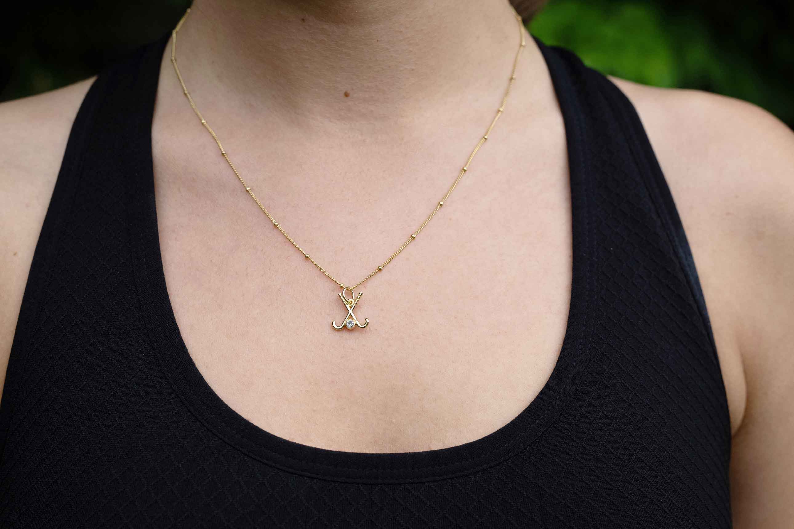 CC Sport Gold Field Hockey Necklace and Earrings Gift Set by