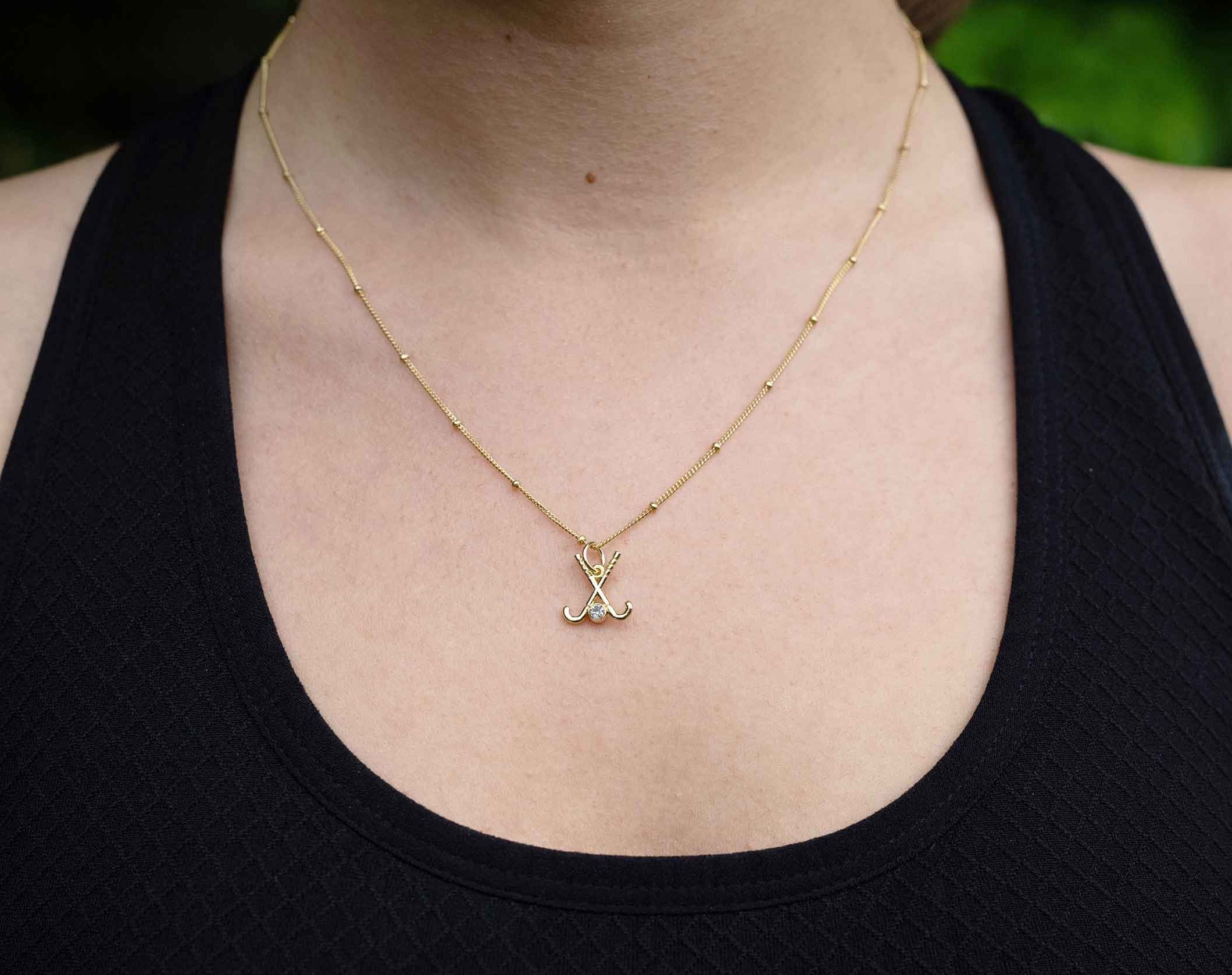 CC Sport Gold Field Hockey Charm Necklace by Chelsea Charles