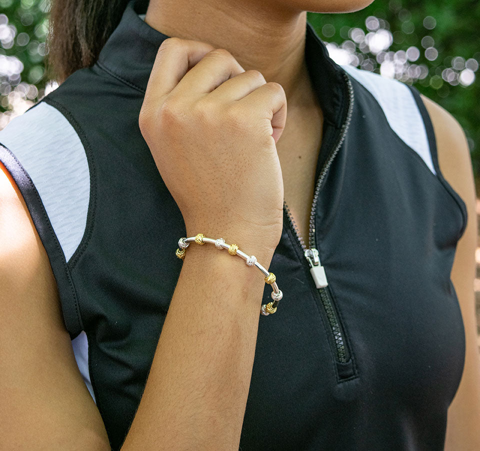 Golf Goddess Two-Tone Silver and Gold Score Counter Bracelet by Chelsea Charles