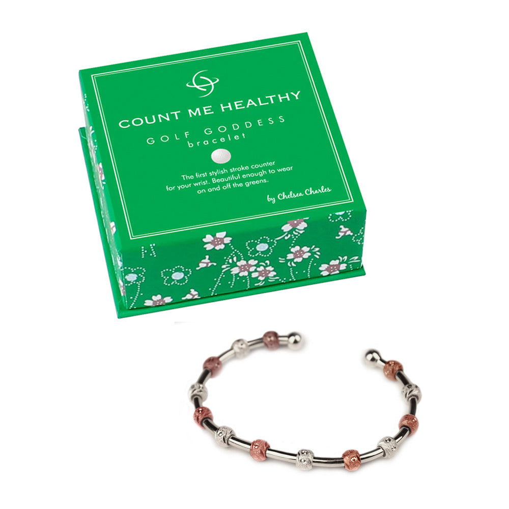 Golf Goddess Two-Tone Silver and Rose Gold Stroke Counter Bracelet by Chelsea Charles