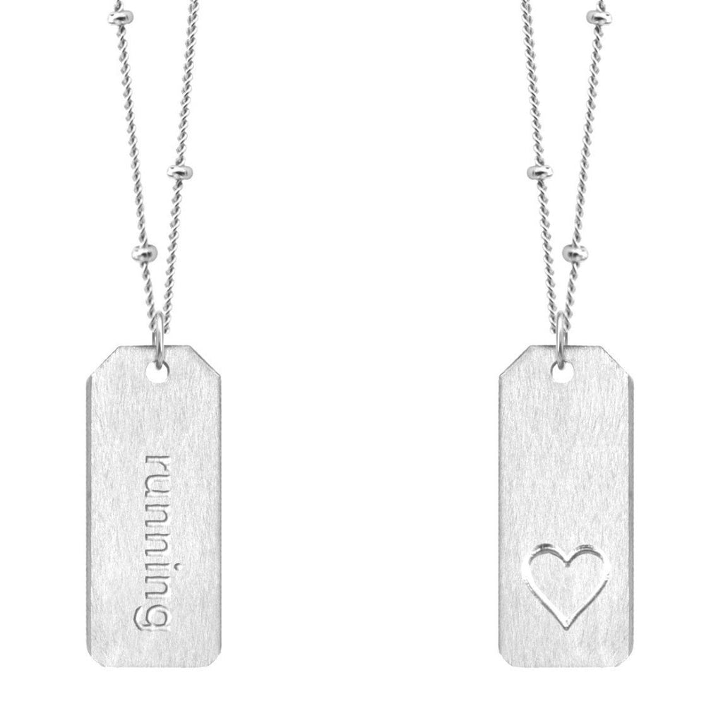 Chelsea Charles running sterling silver Love Tag necklace