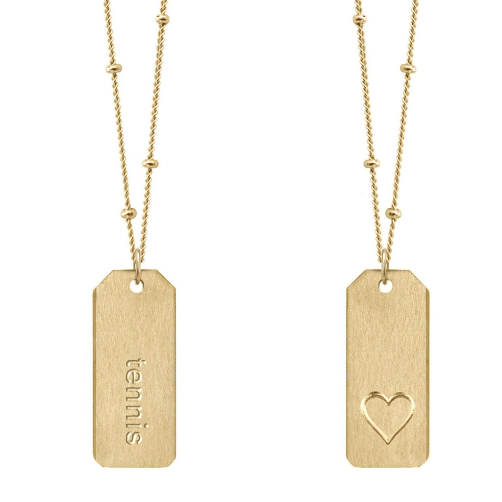 Chelsea Charle #tennis gold Love Tag necklace