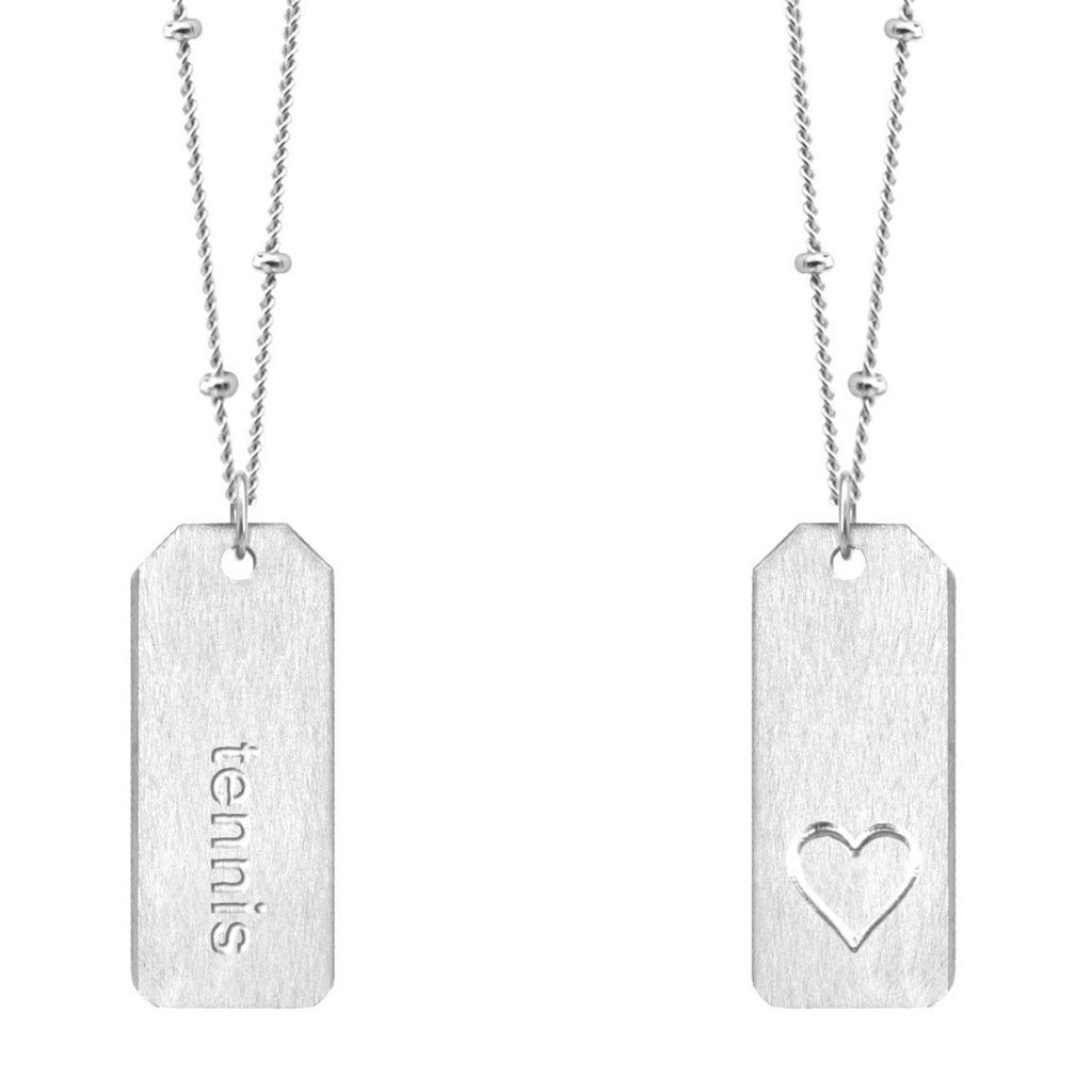 Chelsea Charles tennis sterling silver Love Tag necklace
